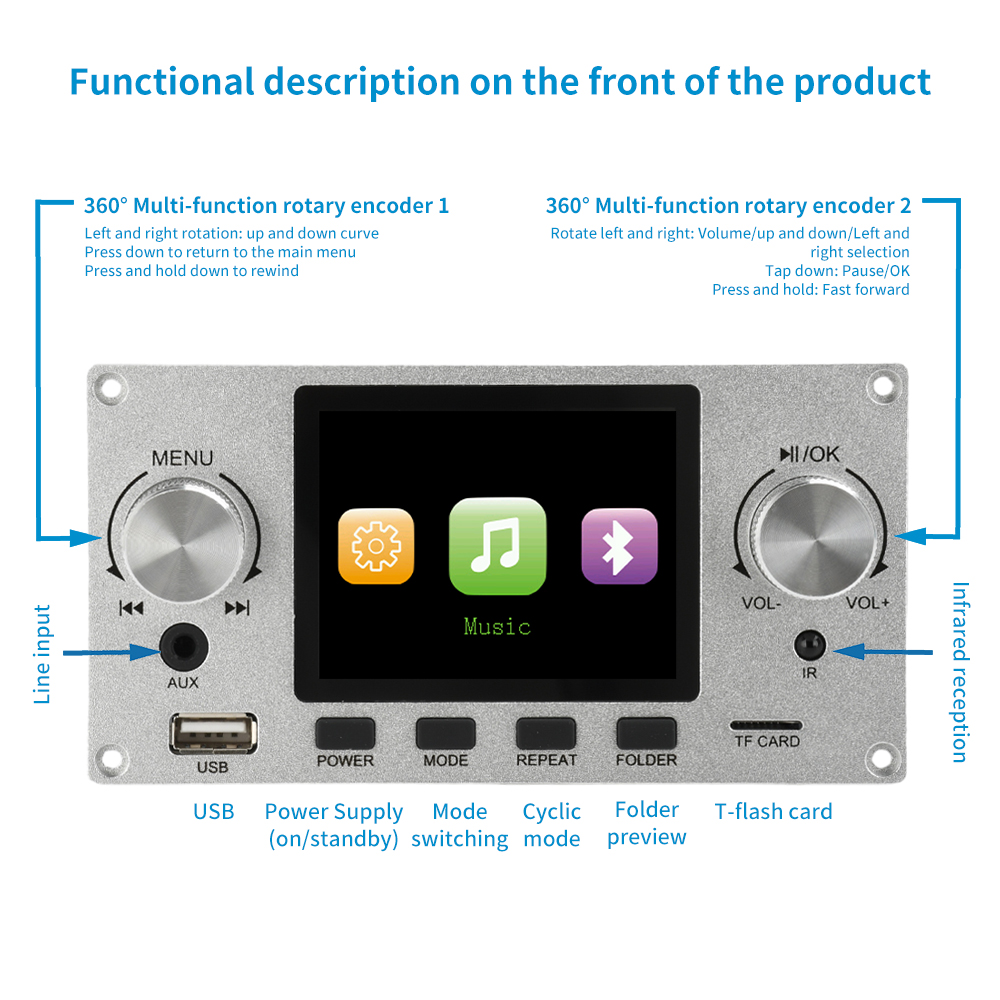 2.8 inch TFT Color Screen Blue - огляд і ціна Surround Sound Decoder