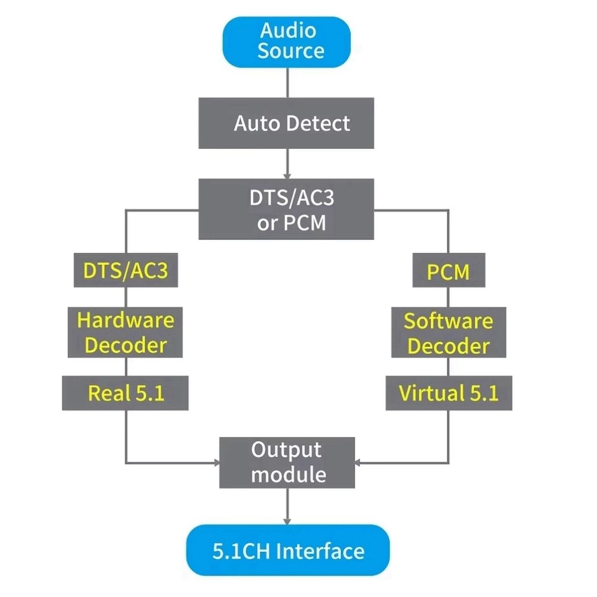 AU47-DAC651C 5.1 Audio Decoder - огляд і ціна Surround Sound Decoder