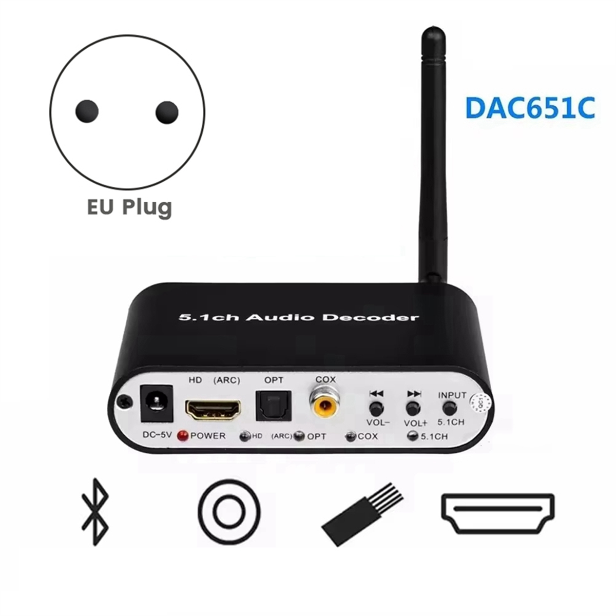 AU47-DAC651C 5.1 Audio Decoder - огляд і ціна Surround Sound Decoder