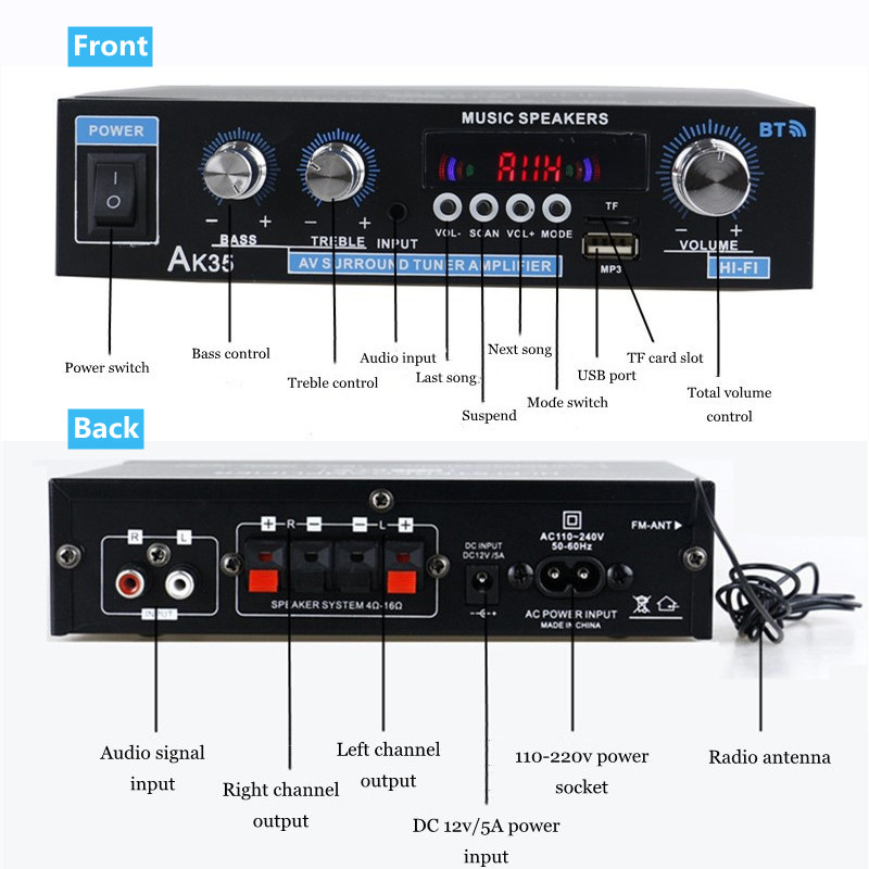 AK35 AK380 800W Home Power Amp - огляд і ціна Home Cinema Bluetooth