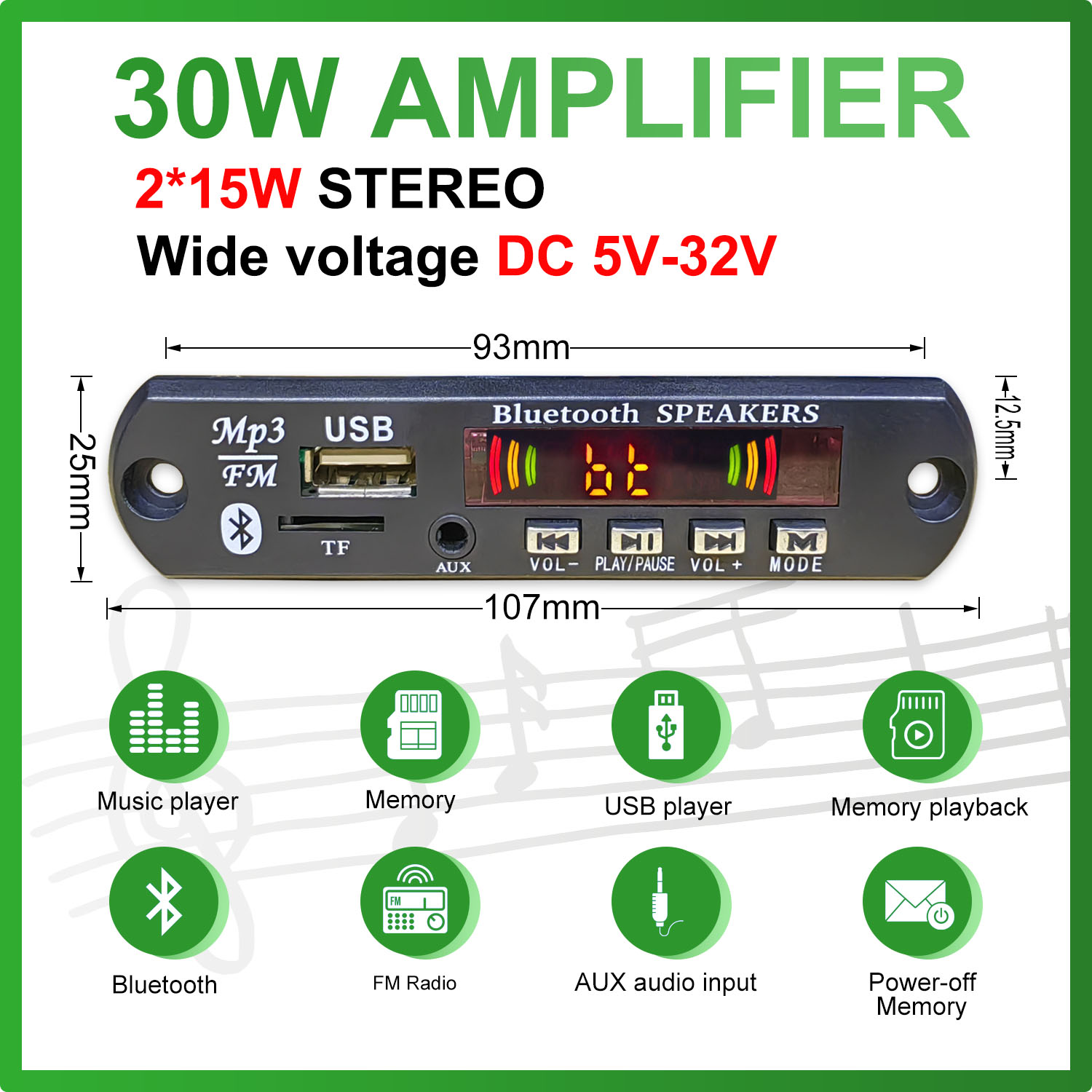 DC 5V-32V 30W Bluetooth5.0 Amp - огляд і ціна Surround Sound Decoder